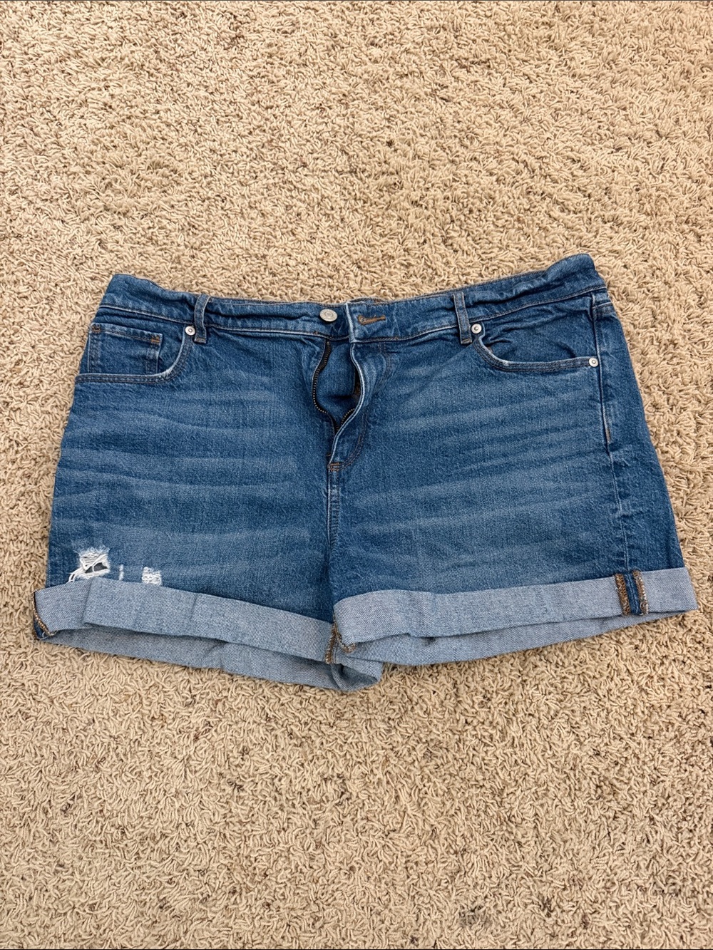 LOFT Dark Blue Rolled Cuff Denim Shorts